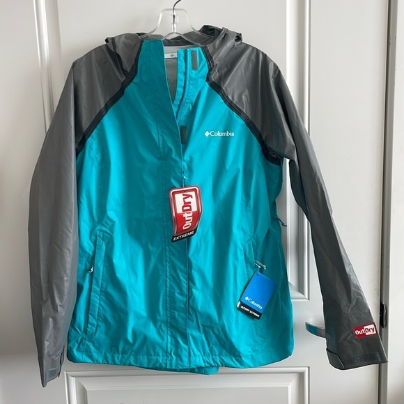 NWT Columbia Women’s Teal & Gray Outdry Extreme Hybrid Jacket - Size Large - Picture 1 of 10